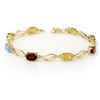 Image 1 : 8.02 CTW Multi-Sapphire & Diamond Bracelet 10K Yellow Gold - REF-45A6X - 10819