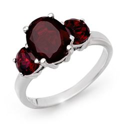 3.05 CTW Garnet Ring 10K White Gold - REF-22T2M - 13555