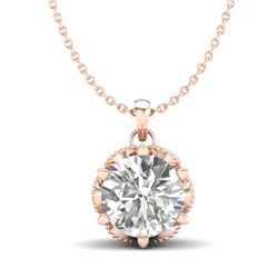 1.36 CTW VS/SI Diamond Solitaire Art Deco Necklace 18K Rose Gold - REF-361N8Y - 37245