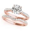 Image 1 : 1.48 CTW Certified VS/SI Diamond Solitaire 2Pc Wedding Set 14K Rose Gold - REF-377A6X - 31581