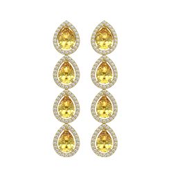 7.48 CTW Fancy Citrine & Diamond Halo Earrings 10K Yellow Gold - REF-136A9X - 41182