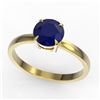 Image 2 : 2 CTW Sapphire Designer Inspired Solitaire Engagement Ring 18K Yellow Gold - REF-35A3X - 22241