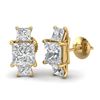 Image 2 : 3.08 CTW Princess VS/SI Diamond Art Deco Stud Earrings 18K Yellow Gold - REF-668M2H - 37201