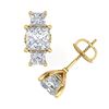 Image 4 : 3.08 CTW Princess VS/SI Diamond Art Deco Stud Earrings 18K Yellow Gold - REF-668M2H - 37201