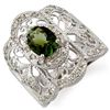 Image 1 : 2.15 CTW Green Tourmaline & Diamond Ring 10K White Gold - REF-70T9M - 11164