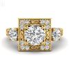 Image 2 : 1.55 CTW VS/SI Diamond Solitaire Art Deco 3 Stone Ring 18K Yellow Gold - REF-272W8F - 37276