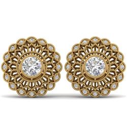 1.5 CTW Certified VS/SI Diamond Art Deco Stud Earrings 14K Yellow Gold - REF-204K2W - 30557