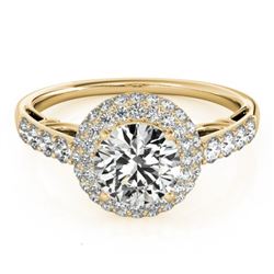 1.65 CTW Certified VS/SI Diamond Solitaire Halo Ring 18K Yellow Gold - REF-411N8Y - 26499