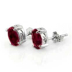 1.50 CTW Ruby Earrings 18K White Gold - REF-15F3N - 11303
