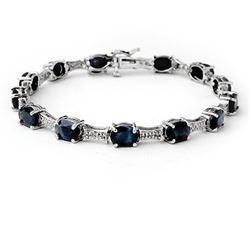 11.39 CTW Blue Sapphire & Diamond Bracelet 10K White Gold - REF-81T8M - 14165