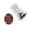 Image 2 : 7 CTW Garnet Designer Inspired Solitaire Stud Earrings 18K White Gold - REF-34A9X - 21663