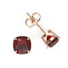 Image 2 : 3 CTW Cushion Cut Garnet Designer Solitaire Stud Earrings 14K Rose Gold - REF-17W3F - 21742