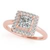 Image 1 : 1.05 CTW Certified VS/SI Princess Diamond Solitaire Halo Ring 18K Rose Gold - REF-238A4X - 27163