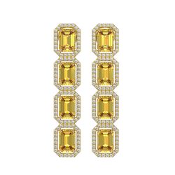 11.18 CTW Fancy Citrine & Diamond Halo Earrings 10K Yellow Gold - REF-147K5W - 41470