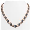 35.60 CTW Blue & White Diamond Designer Necklace 18K Rose Gold - REF-4403H6A - 42678