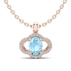 2 CTW Aquamarine & Micro Pave VS/SI Diamond Necklace 10K Rose Gold - REF-34M8H - 20621