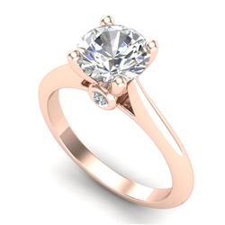 1.6 CTW VS/SI Diamond Art Deco Ring 18K Rose Gold - REF-555H2A - 37293