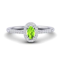 0.50 CTW Peridot & Micro Pave VS/SI Diamond Ring Halo 18K White Gold - REF-33X5T - 21390