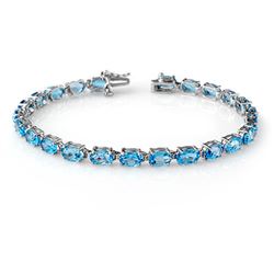 12.90 CTW Blue Topaz Bracelet 10K White Gold - REF-48N2Y - 13722