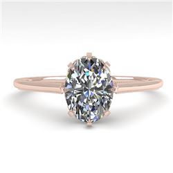 1.0 CTW VS/SI Oval Diamond Solitaire Engagement Ring 18K Rose Gold - REF-283N5Y - 35747