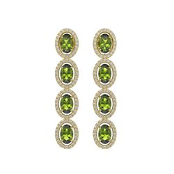 5.88 CTW Tourmaline & Diamond Halo Earrings 10K Yellow Gold - REF-121M3H - 40525