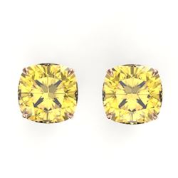 12 CTW Cushion Cut Citrine Designer Solitaire Stud Earrings 14K Rose Gold - REF-35T6M - 21777