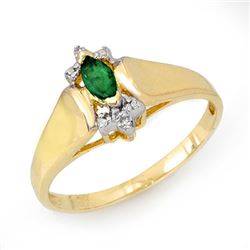 0.22 CTW Emerald & Diamond Ring 10K Yellow Gold - REF-14H2A - 13749