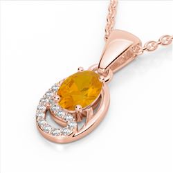 1.25 CTW Citrine & Micro Pave VS/SI Diamond Necklace 10K Rose Gold - REF-18X9T - 22346