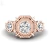 Image 2 : 1.01 CTW VS/SI Diamond Solitaire Art Deco 3 Stone Ring 18K Rose Gold - REF-200Y2K - 36882
