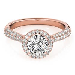 1.4 CTW Certified VS/SI Diamond Solitaire Halo Ring 18K Rose Gold - REF-380Y2K - 26186