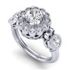 1.5 CTW VS/SI Diamond Solitaire Art Deco 3 Stone Ring 18K White Gold - REF-300F2N - 37058