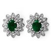 3.10 CTW Emerald & Diamond Earrings 14K White Gold - REF-80F5N - 13789