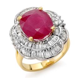 5.59 CTW Ruby & Diamond Ring 14K Yellow Gold - REF-159X6T - 13145