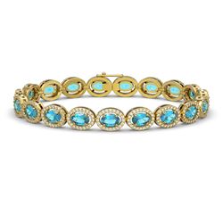 14.82 CTW Swiss Topaz & Diamond Halo Bracelet 10K Yellow Gold - REF-230W4F - 40486