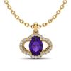 2 CTW Amethyst & Micro Pave VS/SI Diamond Necklace 10K Yellow Gold - REF-29H6A - 20620