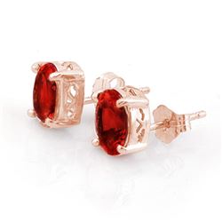 2.0 CTW Garnet Earrings 14K Rose Gold - REF-12H2A - 10218