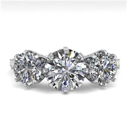 2 CTW Past Present Future Certified VS/SI Diamond Ring 18K White Gold - REF-414T2M - 35775