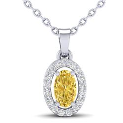 0.65 CTW Citrine & Micro Pave VS/SI Diamond Necklace Halo 18K White Gold - REF-25T5M - 21317
