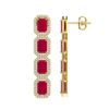 Image 2 : 12.33 CTW Ruby & Diamond Halo Earrings 10K Yellow Gold - REF-168N2Y - 41431