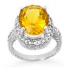 Image 1 : 6.0 CTW Citrine & Diamond Ring 14K White Gold - REF-77H3A - 13401