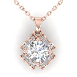 0.95 CTW Certified VS/SI Diamond Art Deco Stud Necklace 14K Rose Gold - REF-114X5T - 30280