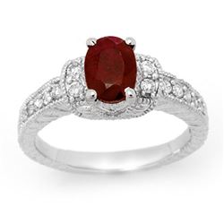 2.13 CTW Ruby & Diamond Ring 14K White Gold - REF-62M4H - 13901