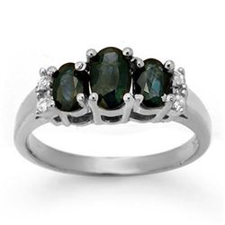 1.33 CTW Blue Sapphire & Diamond Ring 18K White Gold - REF-43F3N - 14005