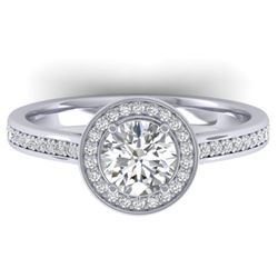 1.65 CTW Certified VS/SI Diamond Solitaire Micro Halo Ring 14K White Gold - REF-228N5Y - 30429