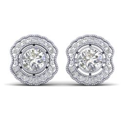 1.5 CTW Certified VS/SI Diamond Art Deco Stud Earrings 14K White Gold - REF-196M2H - 30540