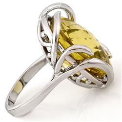 20.0 CTW Lemon Topaz Ring 10K White Gold - REF-51K3W - 10822