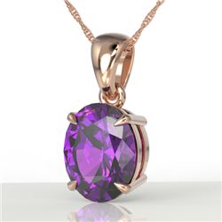 2.5 CTW Amethyst Designer Inspired Solitaire Necklace 14K Rose Gold - REF-28Y9K - 21848