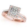 Image 2 : 1.25 CTW Certified VS/SI Princess Diamond Solitaire Halo Ring 18K Rose Gold - REF-245T5M - 27199