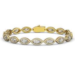 12.16 CTW Marquise Diamond Designer Bracelet 18K Yellow Gold - REF-2256H2A - 42745