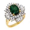3.90 CTW Emerald & Diamond Ring 14K Yellow Gold - REF-143N6Y - 13284